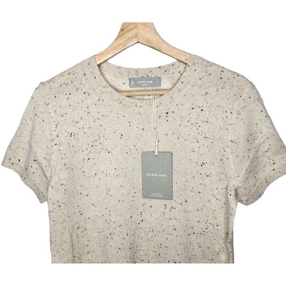 EVERLANE The Cashmere Sweater Tee Short Sleeve Beige Speckled - Picture 2 of 10